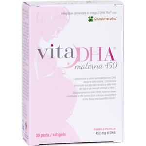 U.G.A. Nutraceuticals Vitadha Materna 450 - Integratore Alimentare con DHA e Quatrefolic, 30 Capsule Molli