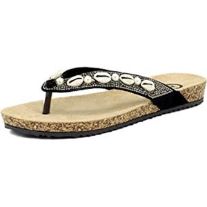 QUEEN HELENA Sandali Infradito Mare Spiaggia Comodi Estivi Casual Aperti Leggeri Donna R2115 Nero 38