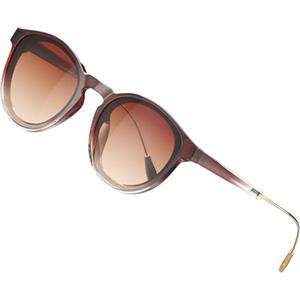 ATTCL Occhiali da sole polarizzati classici rotondi da donna retrò alla moda UV400 Sunnies, Marrone chiaro+marrone/Non specchiato, Medium
