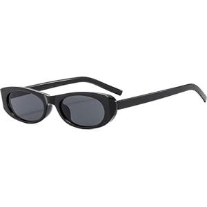 YAMEIZE Occhiali da Sole Ovali Retrò per Donna Uomo Piccoli Occhiali da Sole Stretti e Vintage Occhiali da Sole a Occhio Di Gatto Anni '90 (Nero Grigio)