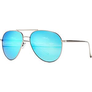 SUNGAIT Leggero Occhiali da Sole Oversize Donne Polarizzato Signore Sunglassess - Specchio Polarizzato Lente (Silver Frame/Blu Specchio Lens)