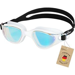 Siproch Occhialini da Nuoto per Uomo Donna, Occhialini Piscina Anti-appannamento Anti-perdite con Protezione UV Visione chiara Facile da regolare Con Ponte Nasale Morbido, Bianca