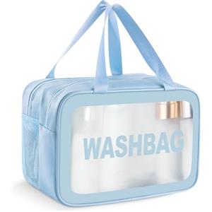 Boic Borsa Da Toilette Trasparente, Beauty Case Da Viaggio, Beauty Trasparente Da Viaggio Trousse Da Viaggio Portatile Per Donna E Uomo Per Bagno, Piscina, Viaggio, Aereo (Blu, L)