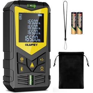 OLUFEY Metro Laser 120M, OL120A Dispositivo Misuratore Di Distanza Laser Strumento Di Misura Digitale Portatile Telemetro IP54 Con Livelle A Bolla E Display LCD Retroilluminato