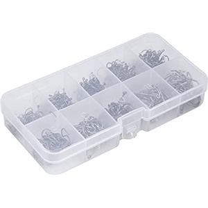 Joyzan Ami da Pesca, Occhiello Ganci Spinato Carbonio Pesca Scatola Plastica Gancio Drop per Pesci d'Acqua Dolce Salata Basso L'Amo Forgiato Unghia Appuntita Connettori Clip Girevoli Girelle Canna