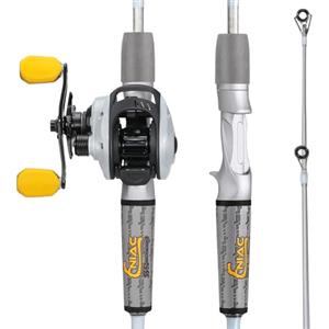 Sougayilang Spinning&Casting - Canne da pesca con grafite, 2 spazi vuoti, mulinello da pesca per pesce persico da 2,1 m, per mancini