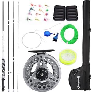 Sougayilang Kit standard Fly Fishing Combo Starter Kit, 5/6 Peso 9' Canna da Mosca con manico SuperPolymer Accessori, Borsa per il trasporto, Fly Box Caso per la pesca