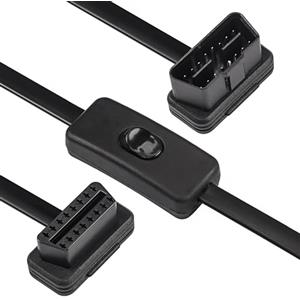 CERRXIAN 0.6M/2ft OBDII OBD2 Angolo Retto 16 Pin Maschio a Femmina Cavo di Estensione Auto Diagnostica Cavo Piatto Adattatore connettore con Interruttore
