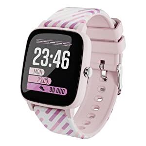 Lamax Smartwatch Bambini BCool Smartwatch per bambini con lingua italiana durata fino a 7 giorni, contapassi, cardiofrequenzimetro, analisi del sonno, IP68, 4 giochi, due cinturini inclusi (Rosa)