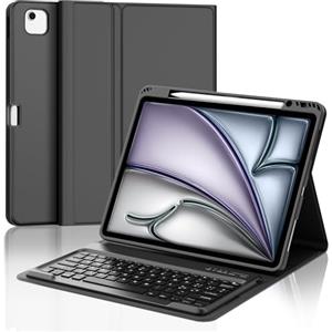 IVEOPPE Tastiera iPad Air 13 (M2 2024/M3 2025), Cover Tastiera Italiano QWERTY Magnetico Staccabile Bluetooth con Portapenna per iPad Air 13 2024/2025, Nero