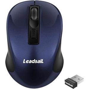 LeadsaiL Mouse Wireless, Mouse Senza Fili per PC Portatile, Mouse USB Ergonomico, 1600 DPI, 3 Pulsanti, Clic Silenzioso, 2.4 GHz, con Ricevitore USB Wireless Compatibile con Chromebook, Mac, Laptop