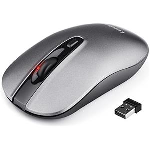 LeadsaiL Mouse Wireless Ricaricabile，Ergonomico Mouse Senza Fili, 2400 DPI Silenzioso Mouse, Portatile Mouse Ottico, 2.4G Mouse USB con Ricevitore Compatibile con PC, Mac, Laptop, Computer - Grigio