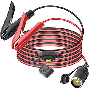 GELRHONR 1.8M cavo di prolunga per clip per batteria accendisigari per auto, 12V 24V 14AWG Cavo di Prolunga per Accendisigari per auto clip a coccodrillo con fusibile 20A per inverter, compressore
