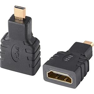 J&D 2-Pack Micro HDMI a HDMI Adattatore, Placcato Oro HDMI Femmina a Micro HDMI Maschio Convertitore Adattatore Compatibile con Smartphone Telecamera