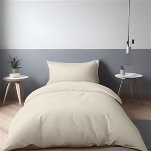 LivinEase Set Copripiumino Singolo - Copripiumino 135x200 cm con 1 Federa 80x80 cm in Microfibra Monocromatico in Colori Solid Dyed, Morbido ed Ipoallergenico (Crema)