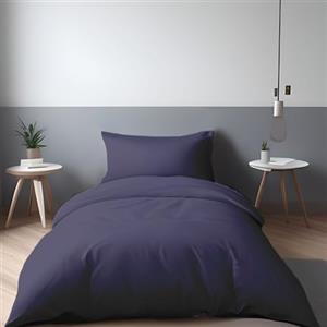 LivinEase Set Copripiumino Singolo - Copripiumino 135x200 cm con 1 Federa 80x80 cm in Microfibra Monocromatico in Colori Solid Dyed, Morbido ed Ipoallergenico (Marino)