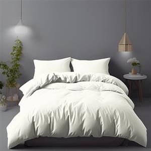 LivinEase Set Copripiumino - Microfibra Copripiumino 155x220cm + Federe 80x80cm - Copripiumino Crema