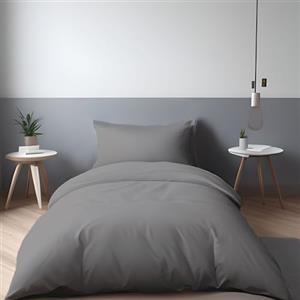 LivinEase Set Copripiumino Singolo - Copripiumino 135x200 cm con 1 Federa 80x80 cm in Microfibra Monocromatico in Colori Solid Dyed, Morbido ed Ipoallergenico (Grigio)