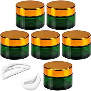 INHEMING 6 Pezzi Vasetti in Vetro per Cosmetici con Tappo, 30 ml Vasetti Crema Vuoti da Viaggio, per Crema, Lozioni, Oli Essenziali, Paste Fatte in Casa - Verde