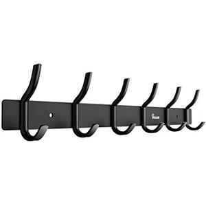 Anjuer Appendiabiti Appendiabiti 6 Ganci Abbigliamento Pesante Supporto per Cappelli Lega di Alluminio Nero