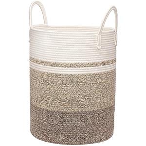 Ajiteogy Cesto Portabiancheria,Grande Cesto per Biancheria in Corda Intrecciata con Manici, D50xH38cm,Cesto per Coperte,Cesti per Giocattoli, Ideale per Soggiorno, Camera dei Bambini e Camera da Letto