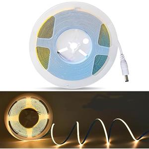 GEYUEYA Home Striscia LED 5 M Bianco caldo,384 LED/M Striscia led cob DC24V CRI 90+,Nastri LED Flessibile Luce per camere da letto scale (non alimentatore)