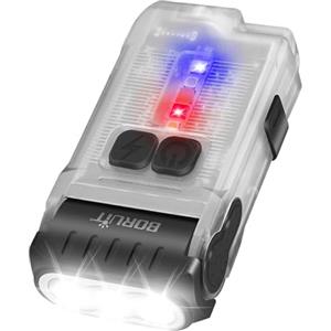 BORUIT V15 Torcia LED Potente Professionale 1200LM Mini Ricaricabile Portachiavi Torce con Magnete 80° Girevole, 10 Modalità USB IP67 Impermeabile Piccola Flashlight