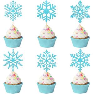 YUEXNKO Decorazioni Cake Fiocco di Neve Natalizie, 24 Pezzi Fiocco di Neve Torta Decorazioni, Natale Fiocco di Neve Torta Decorazione, Decorazioni Torta Fiocco di Neve Natalizie, per Compleanno Natale (C)