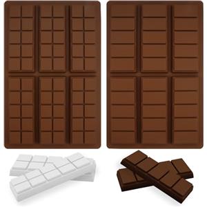TESSTSY 2 Pezzi Stampo Silicone Barrette Cioccolato, Stampo Tavoletta Cioccolato a 6 Cavità Antiaderenti Stampi Per Cioccolato Silicone Senza BPA Rettangolare Stampo Cioccolato in Siliconeper Cioccolatini