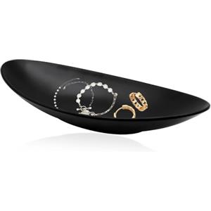 GYSRXS Vassoio Portaoggetti Nero Ovale Vassoio Tascabile Portagioie Resina Vassoio Decorativo Utilizzato per Memorizzare le Chiavi,Gioielli,Monete,Anelli,Orologi