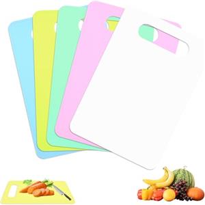 milaosk Tagliere 5 Pezzi Tagliere da Cucina Piccolo,Taglieri in Plastica Tagliere Antiscivolo Colorato con Foro per Verdure, Carne e Frutta, Riutilizzabile