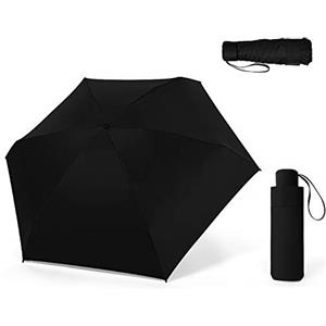ZOCONE Mini Ombrello da Viaggio Ultraleggero Portatile Compatto Pieghevole, 99% UV Resistenza & 100% Impermeabile (Nero)