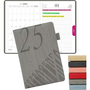 HW CASA Agenda 2025 Giornaliera A5 Un Giorno per Pagina, 12 Mesi Planner con Divisori Mensili & Nota, Portapenne, Copertina Rigida, Elastica, Diario per Scuola Famiglia Lavoro