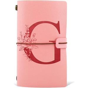 HSDSH Diario in Pelle PU iniziale, Taccuino Diario di Viaggio, Rosa Quaderno Scrittura Appunti Agenda, Compleanno Natale Regalo per Donna Ragazze Amica Studenti Sorella Collega Maestre Rosa(G)