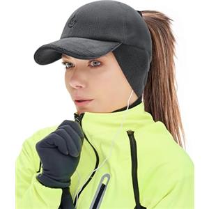 Gisdanchz Cappello Donna con Visiera, Cappellino Invernale Cappelli Invernali Donna, Berretto Donna Invernale con Visiera Cappello Baseball Donna con Orecchie, Grigio Scuro S/M