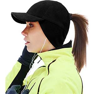 Gisdanchz Cappello Donna con Visiera Cappellino Invernale Cappelli Invernali Donna Berretto Donna Invernale con Visiera Cappello Baseball Donna con Orecchie, Nero S/M