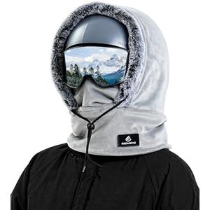 Gisdanchz Passamontagna Sci Moto Scaldacollo Uomo Donna Invernale Balaclava Ski Mask Pile Lana Cappello Berretto Sciarpa Maschera Passamontagna Snowboard Grigio Chiaro