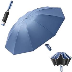 erised's bifrost Ombrello da Golf Invertito Inverso 10 Stecche da Viaggio Pieghevole Leggero Compatto Portatile Zaino per Esterni, Sole/Pioggia, Protezione anti UV 99 UPF 50, Apertura/Chiusura Automatica