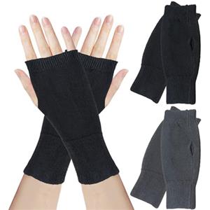 YUEXNKO Guanti Invernali Termici Mezze Dita, 2 Paia Donne Guanti Senza Dita Maglia, Termici Guanti Senza Dita, Guanti Senza Dita Invernali Donna, Maglia Mezze Dita Guanto, Regali Natale Unisex(B)