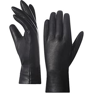 Harssidanzar Guanti invernali in pelle da donna, Donna In Pelle Italiana Con Finitura Vintage Foderato In Cashmere GL006, Nero, XL