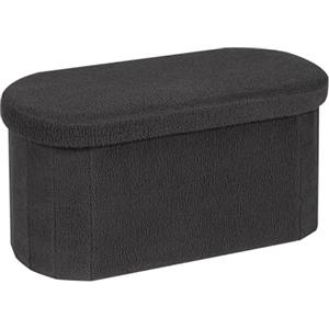 Bonlife Scatola Portaoggetti Ottomana Pieghevole, Sgabello Ottomano Boucle, Panca Portaoggetti Di Fine Letto, Poggiapiedi Per Soggiorno, Camera Da Letto, 76x38x38cm, Grigio Scuro