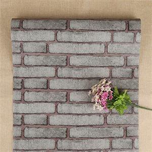 FENTIS Grigio Carta da Parete Adesivo, Rimuovibile, Carta da Parete Decorativa Contatto Auto-Adesivo, Motivo di Mattone Vintage, Ruolo per Decorazione di Casa Affitta 44x500 cm