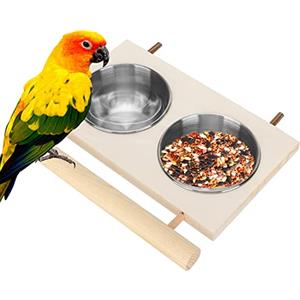LASIEYO 2 Pezzi Uccello Cibo Ciotole Tazza in Acciaio Inox, Pappagallo Cibo Ciotola Alimentazione Con Supporto Gabbia Pappagallo Cibo Mangiatoia D'acqua per Parrocchetto, Cacatua, Fringuelli