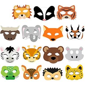 YGCHEN Maschere di Animali Mascherine Giungla Carta Maschera Bambini Maschere per Feste in Maschera Feste di Compleanno Carnevale Natale Halloween (15 Pezzi)