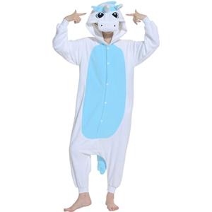 LATH.PIN Pigiama tuta per adulti, unisex, con animale, onesia, cosplay, Halloween, carnevale, costume da donna, costume da animale, inverno, Blu, L