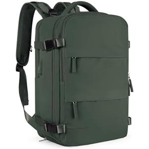 awoawo Zaino da viaggio da 35 l, da uomo e da donna, impermeabile, borsa da viaggio per laptop da 16 pollici, zaino da viaggio per viaggi d'affari, business, escursioni, weekend, Verde militare, army