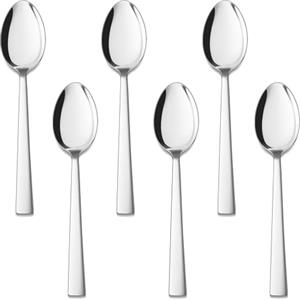 HaWare Cucchiaini da caffè, 6 pezzi, in acciaio inox, 13,5 cm, piccoli cucchiai per casa/ristorante/hotel, lucidati e lavabili in lavastoviglie, elegante manico quadrato