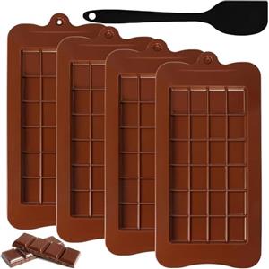 Lazulithic 4 pezzi Stampi per cioccolato Stampi in silicone Stampo tavoletta cioccolato Stampi per Cioccolatini in Silicone Stampo tavoletta cioccolato per cioccolatini, barrette di cioccolato