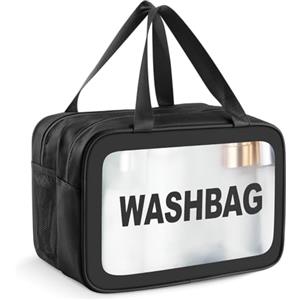 Boic Beauty Case Da Viaggio, Beauty Trasparente Da Viaggio, Beauty Case Trasparente, Beauty Da Viaggio Portaper Beauty Case Impermeabile Per Donna E Uomo Per Bagno, Piscina, Viaggio, Aereo (Nero, L)