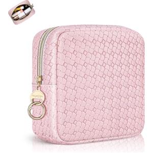 Playexen Pochette Donna Trucchi Beauty Case Piccola Trousse Pelle Pu Portatrucchi da Borsa da Viaggio per Cosmetica Organizer Piccolo Astuccio Trucco Portatile Accessori Makeup per Ragazza Compleanno,Marrone